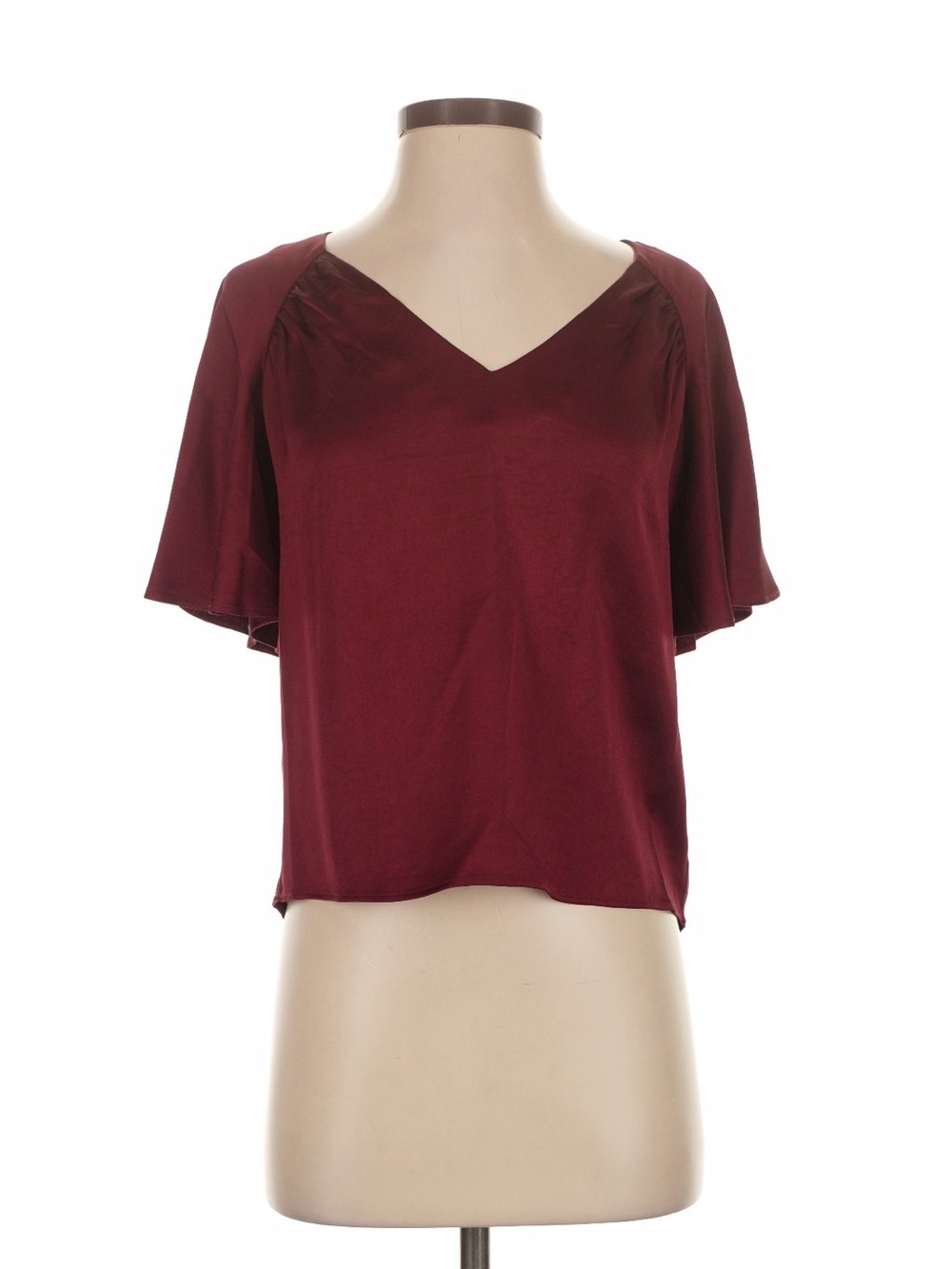 Joie Wine V-Neck Flutter Sleeve Top